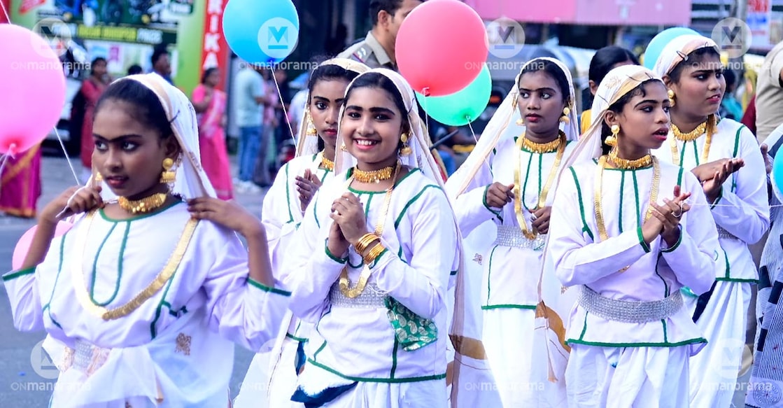 63rd Kalolsavam to kick off in Thiruvananthapuram with 240 events across 25 venues As part of the lead-up to the Kalolsavam, a vibrant announcement procession took place in Thiruvananthapuram city. Photo: Manorama