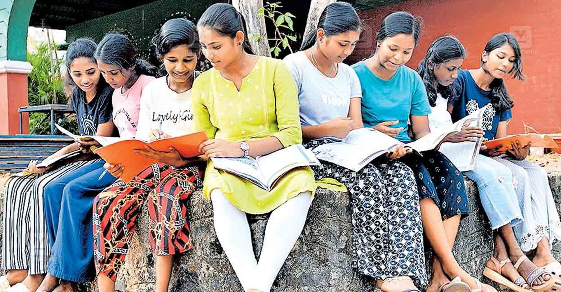 Students of Baker Memorial Girls Higher Secondary School prepare for examinations. Photo: Manorama