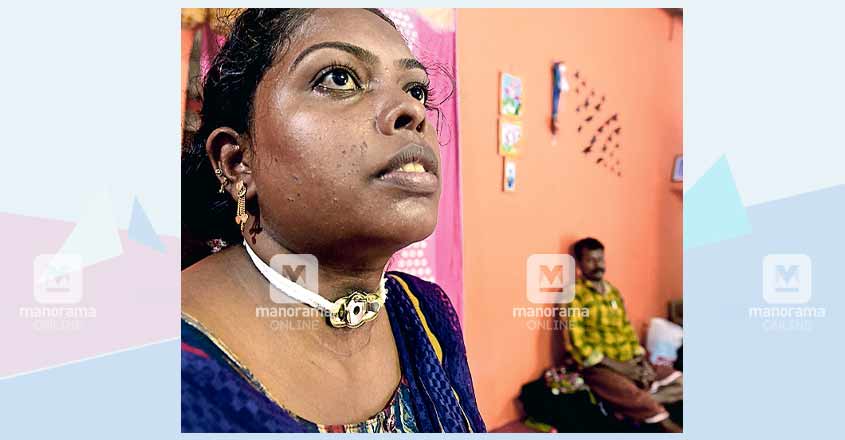 Young mother of two literally gasping after a botched thyroid surgery Young mother of two literally gasping after a botched thyroid surgery