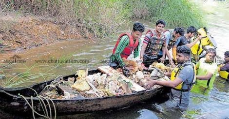 Stella Mary's College students clean Muvattupuzha river