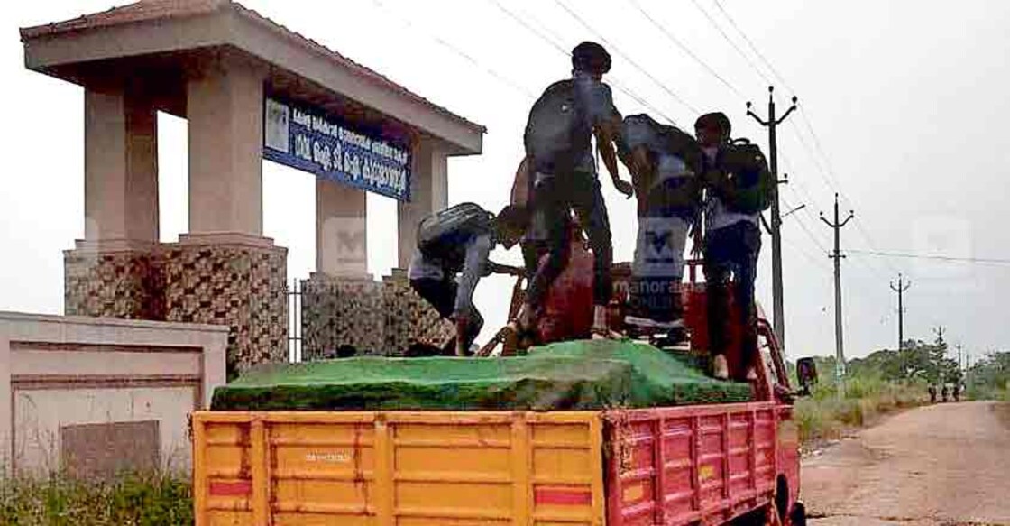 Why students hitchhike on brick trucks in Kannur