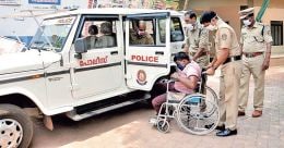 Kerala Police take differently-abled student to SSLC exam centre Kerala Police take differently-abled student to SSLC exam centre