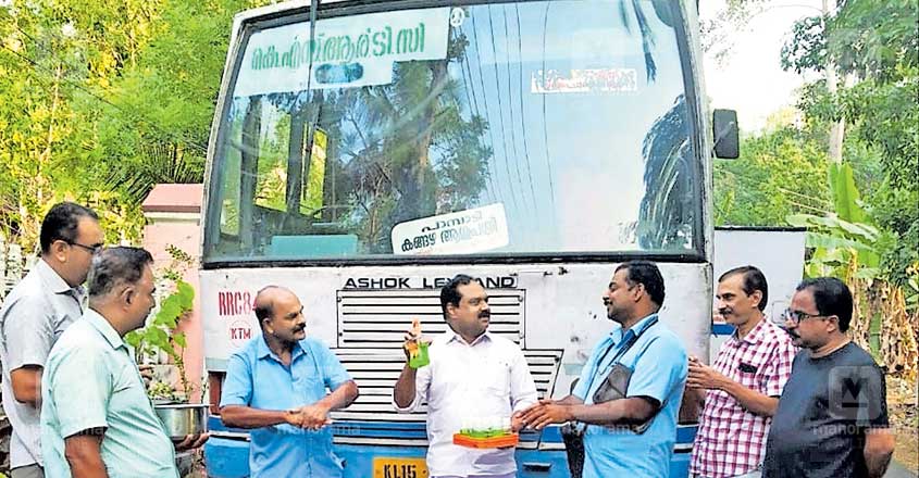 Wash hands before buying ticket on this KSRTC bus Wash hands before buying ticket on this KSRTC bus