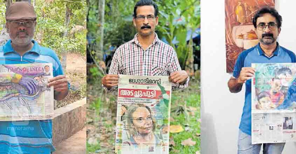 Six artists in Kozhikode creating one unique painting during lockdown time