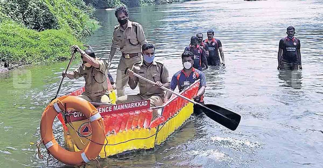 A boat made of waste to rescue people stranded in floods