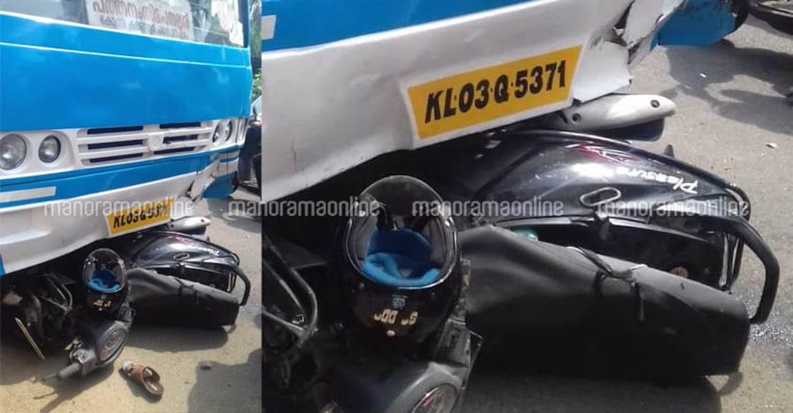 Man and daughter killed as bus rams scooter near Konni Man and daughter killed as bus rams scooter near Konni