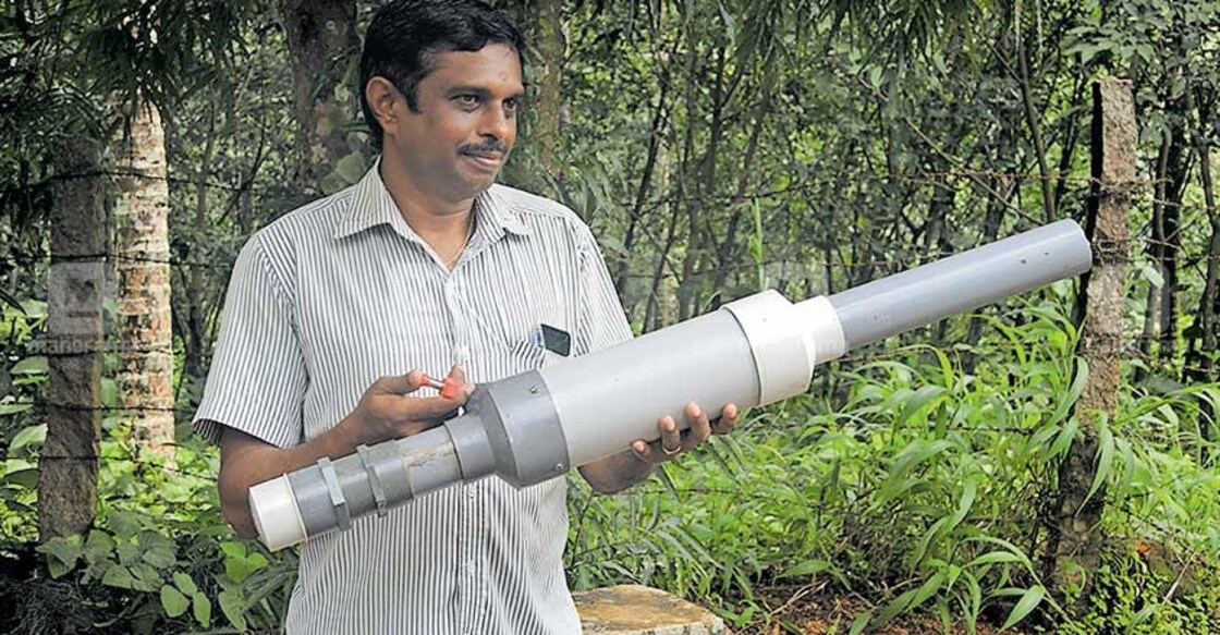 Carbide guns to scare away wild animals at plantations