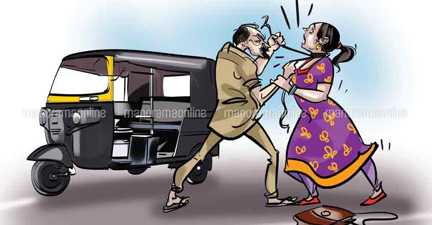 Woman rider injured as auto driver nooses her before robbery Woman rider injured as auto driver nooses her before robbery