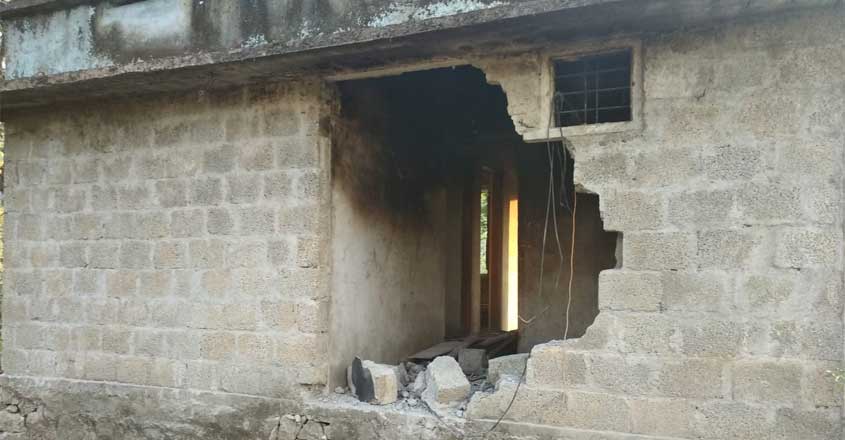 Six houses razed in elephant raid at Athirappilly colony Six houses razed in elephant raid at Athirappilly colony