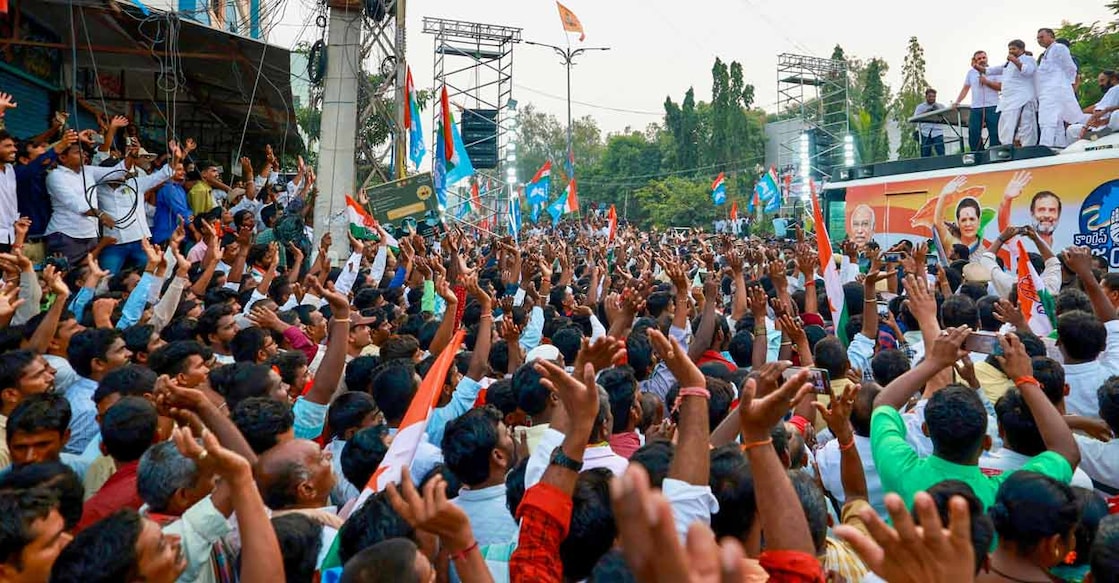 Congress leader Rahul Gandhi at a public meeting in Mahbubnagar, Telangana, Wednesday, Nov. 1, 2023. Photo: PTI