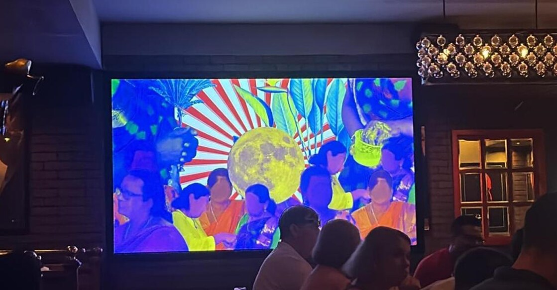 Departing from traditional gallery spaces, Tanya Abraham opted to display the exhibition in a popular public space, specifically a bar in Kochi. Photo: Special Arrangement