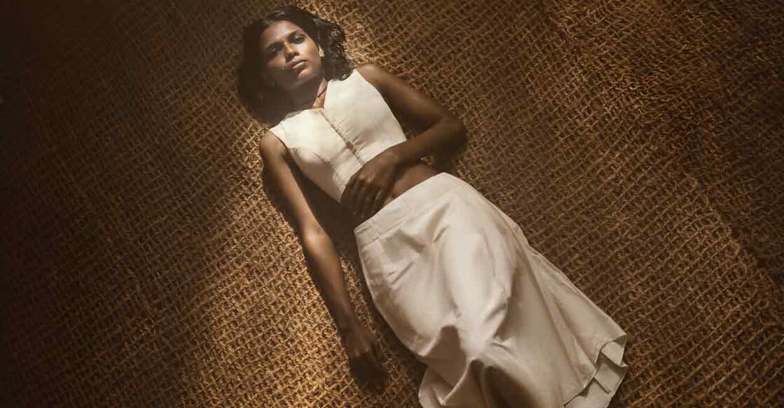 The exhibition captures the resilience and grace of Kerala's coir workers, set amid rain-soaked coconut farms and coir production sites, styled in minimalist attire inspired by traditional wear. Photo: Jinson Abraham/Special arrangement