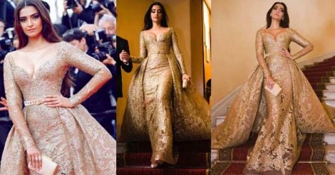 Sonam Kapoor glitters in gold at Cannes