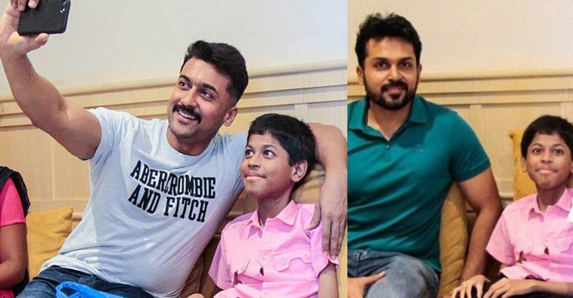 Suriya, family meets young disabled fan | Watch video