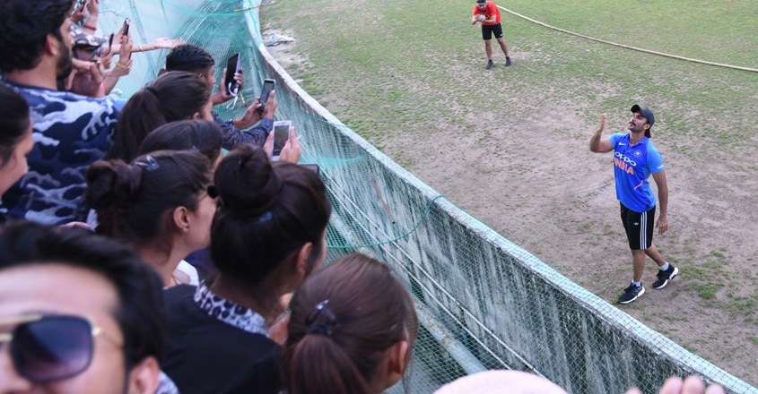 Dharamsala: Actor Ranveer Singh during shooting of upcoming film "83" at Himachal Pradesh Cricket Association Stadium in Dharamsala on April 4, 2019. (Photo: IANS) Dharamsala: Actor Ranveer Singh during shooting of upcoming film "83" at Himachal Pradesh Cricket Association Stadium in Dharamsala on April 4, 2019. (Photo: IANS)