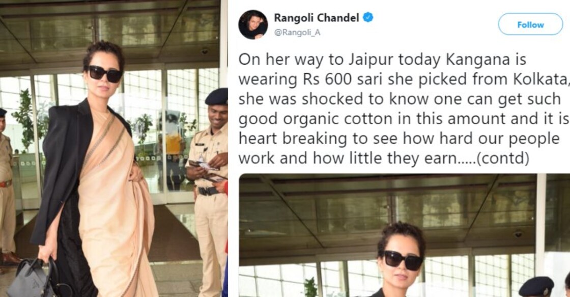 Kangana gets trolled for Rs 600 saree and Rs 2 lakh Prada bag combo 