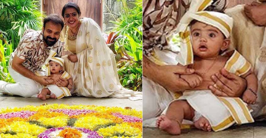 Kunchacko Boban and wife take backseat as young Izza lits up Onam
