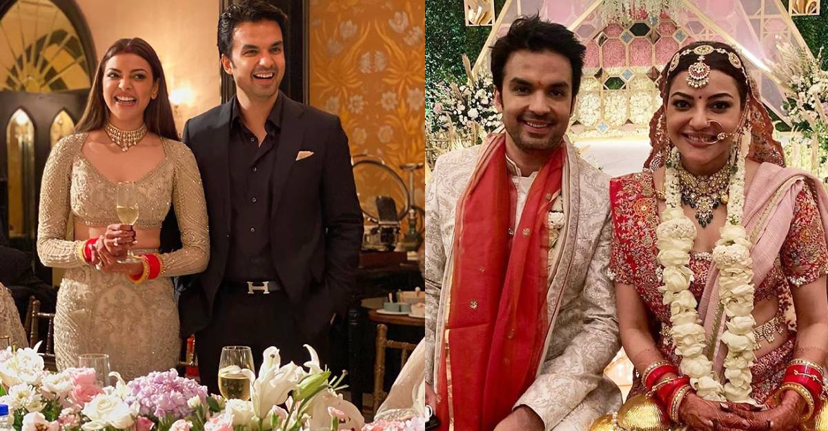 Kajal Aggarwal, Gautam Kitchlu look adorable at their wedding reception