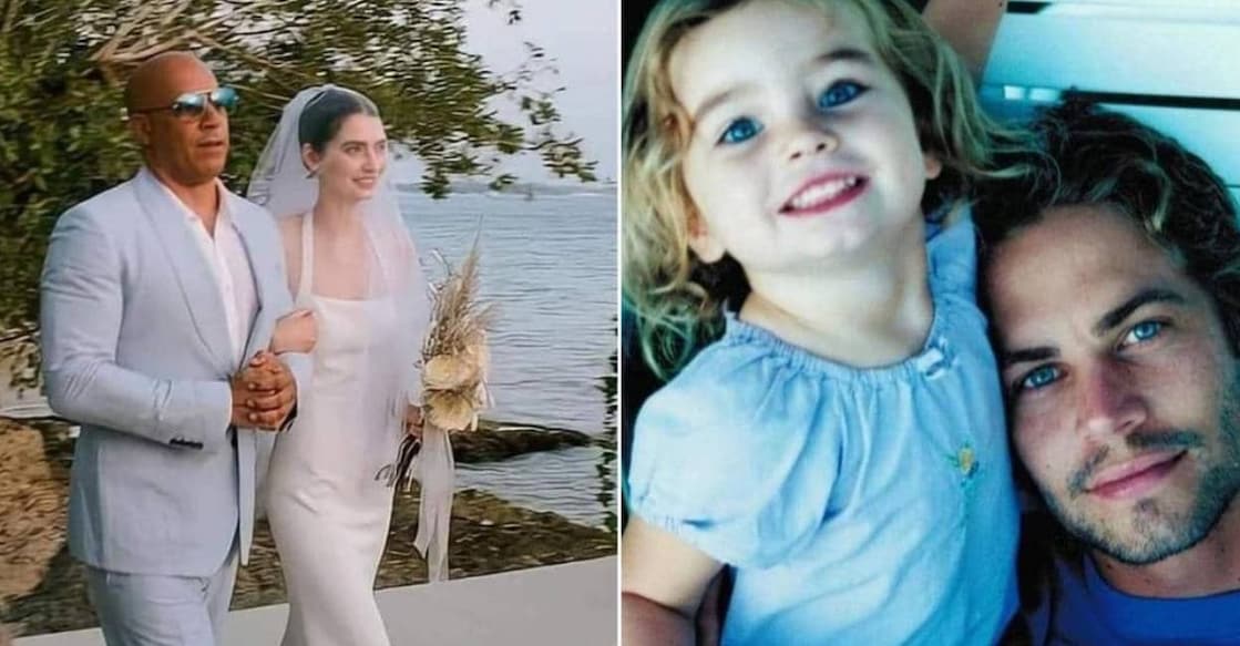 Vin Diesel walks Paul Walker's daughter down the aisle