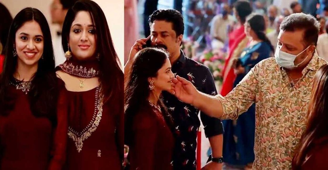 Meenakshi and Kavya were seen holding hands as they walked about the venue meeting relatives and acquaintances.