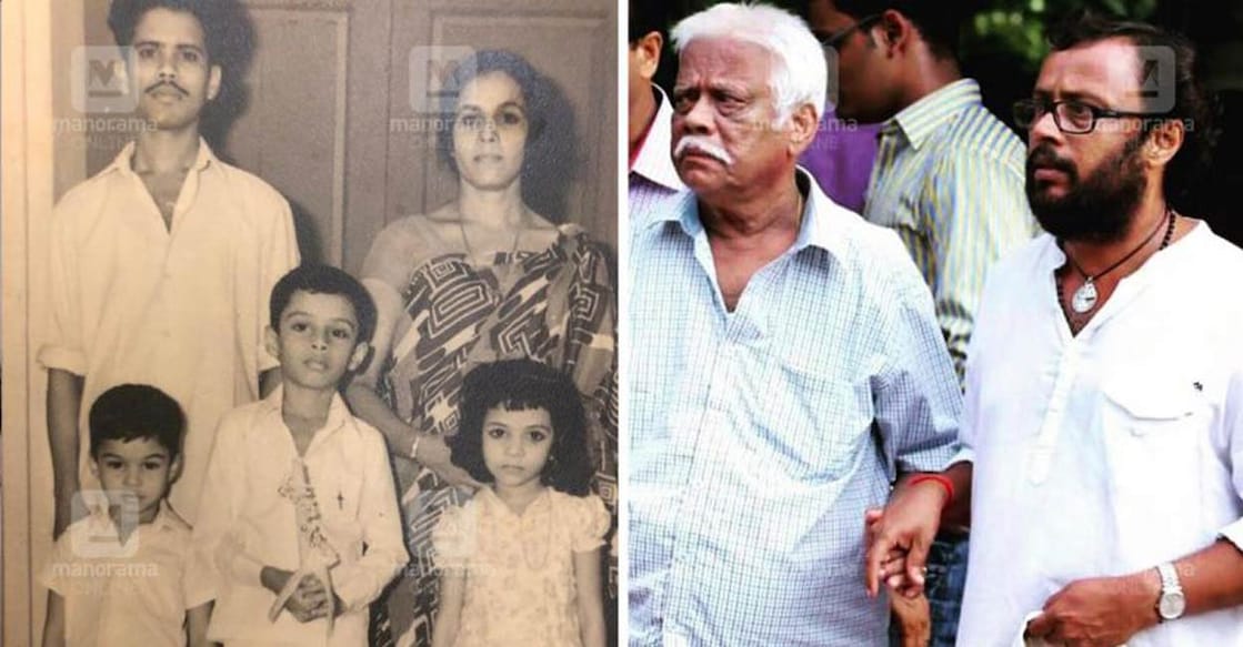 Combo image of Lal Jose' old family photo (left) and Lal Jose with father