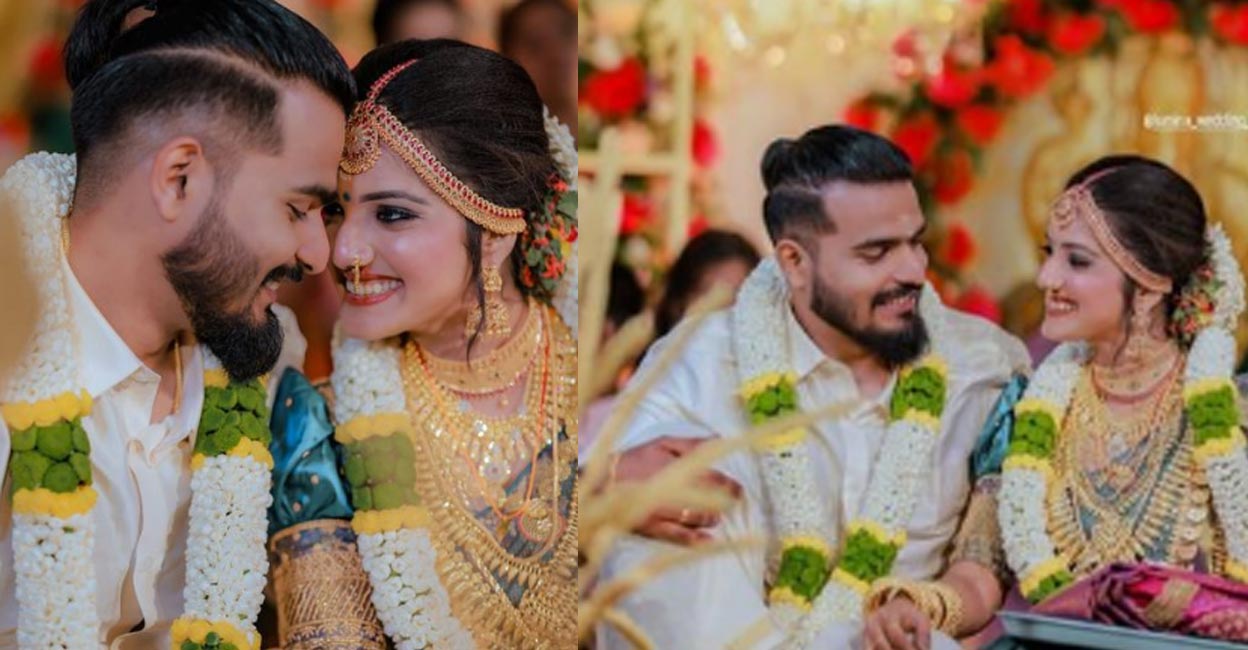 Aiswarya Suresh Actor Devan also attended the marriage. Photos: Instagram: Aiswarya Suresh