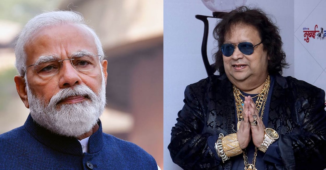 Combo images of Prime Minister Narendra Modi and composer Bappi Lahiri. Photo: PTI/AFP