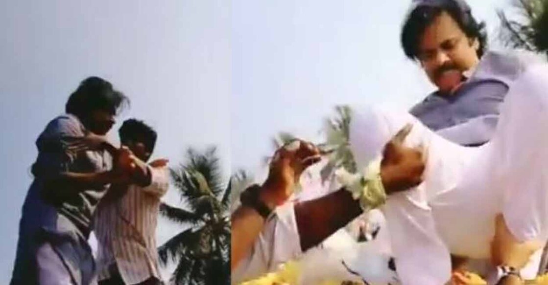 Pawan Kalyan was in Narasapuram on behalf of his Janasena Party. Photo: IANS