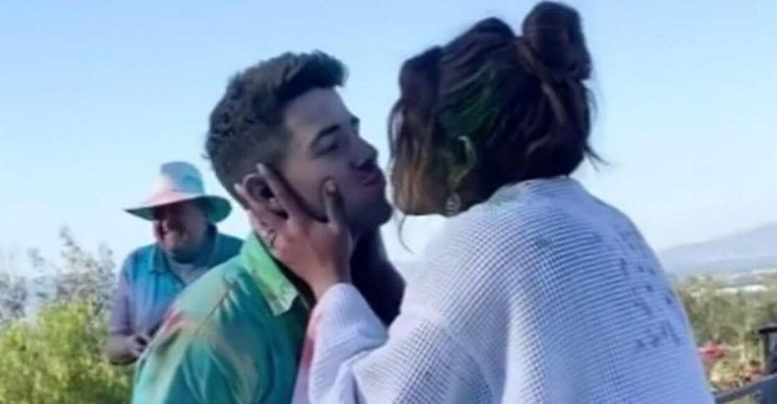 In the first post on social media, Priyanka shared a video of herself and Nick where the both can be applying colours to each other and Priyanka giving a peck to Nick. Photo: IANS