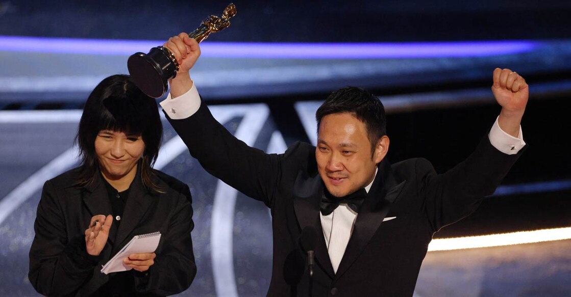 Director Ryusuke Hamaguchi accepts the Oscar for Best International Feature Film for "Drive My Car" of Japan at the 94th Academy Awards in Hollywood, Los Angeles, California, U.S., March 27, 2022. PHOTO: Reuters/Brian Snyder