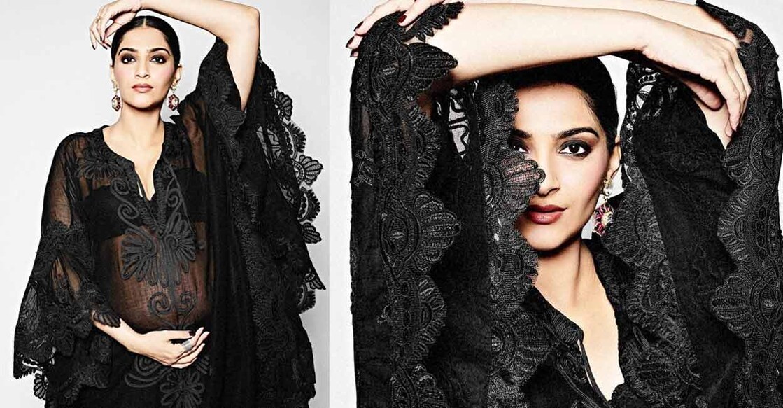 Sonam Kapoor flaunts her baby bump. Photo: IANS