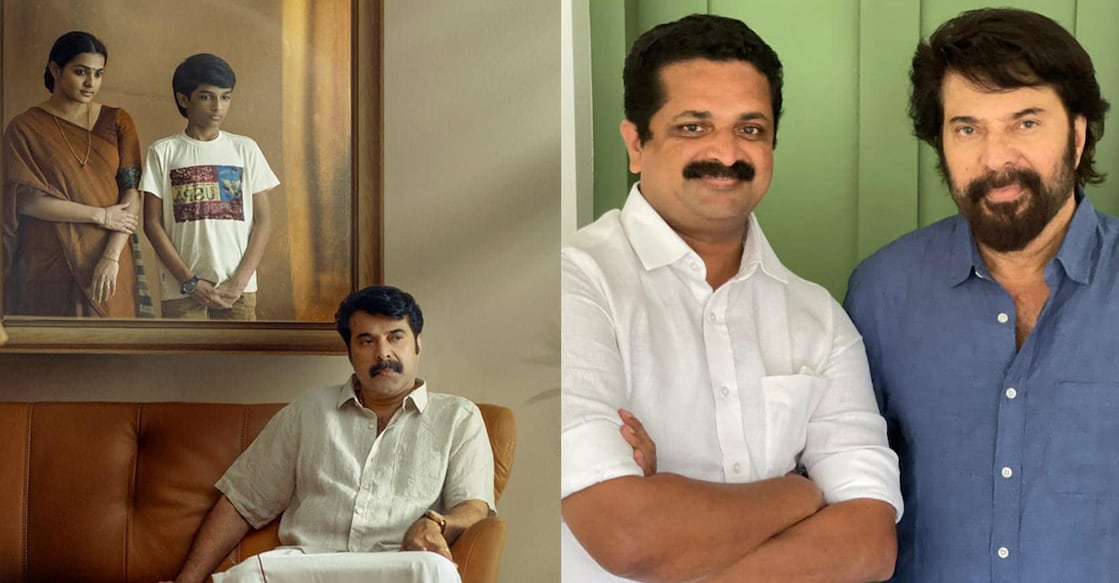 (Left) Puzhu poster. (Right) Producer Anto Joseph with Mammootty. Photo: Facebook