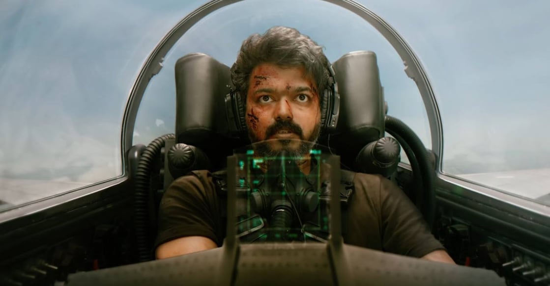 Vijay in the fighter jet scene in 'Beast'. Photo: YouTube