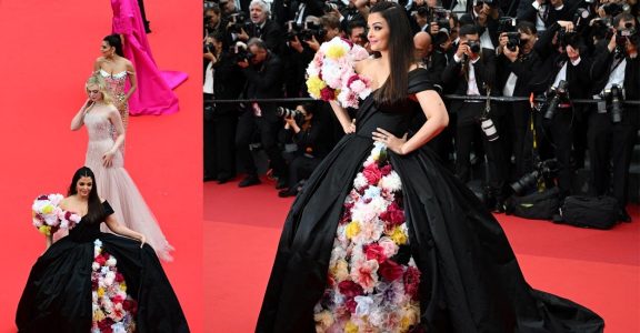 Aishwarya Rai's dramatic looks from black gown with 3D flowers to