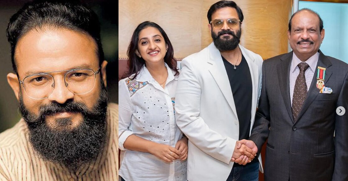 Saritha Jayasury, Jayasurya and M A Yusuff Ali. Photo: Instagram