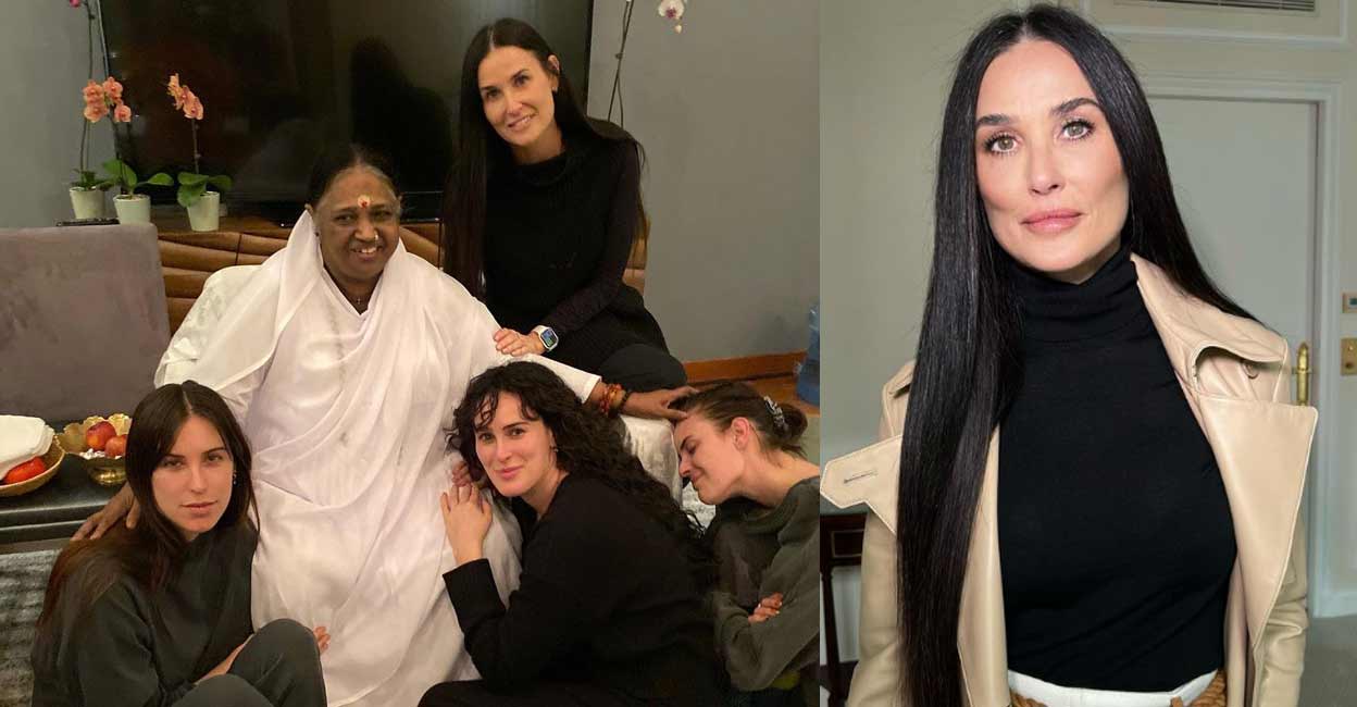 Demi Moore and her daughters Demi Moore and her daughters with Mata Amritanandamayi. Photo: Instagram