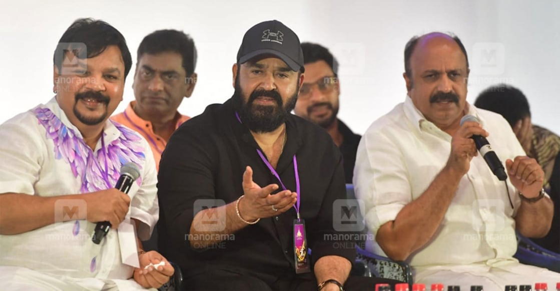 Actor Mohanlal and other office-bearers of AMMA.