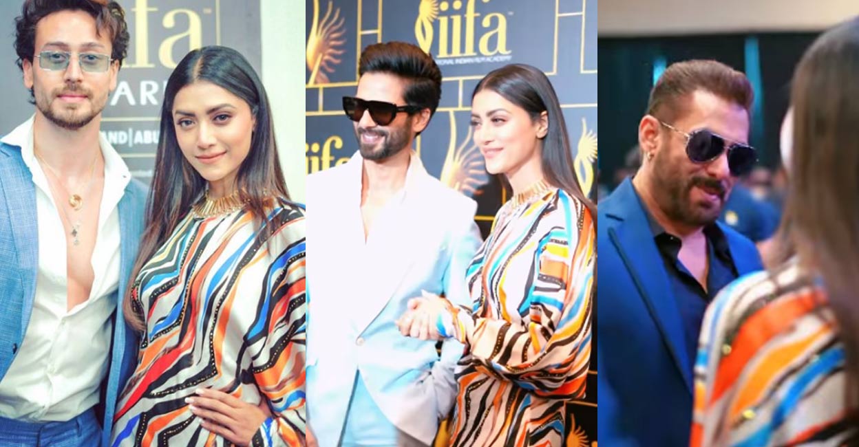 Mollywood actor Mamta Mohandas striking a pose with actors Tiger Shroff, Shahid Kapoor and Salman Khan. Photos: Instgram