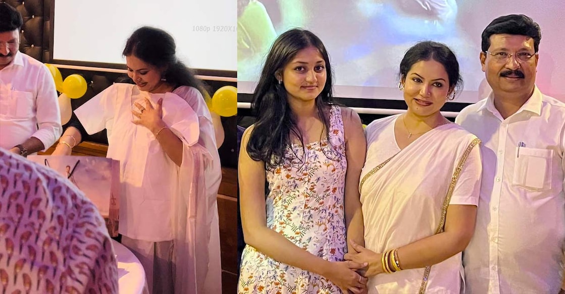 Her husband Abraham Mathew, children Chelsea and Neel, producer Listin Stephen, Alwin Antony, and other family members came together for the event. Photos: Instagram | sheeluabraham21