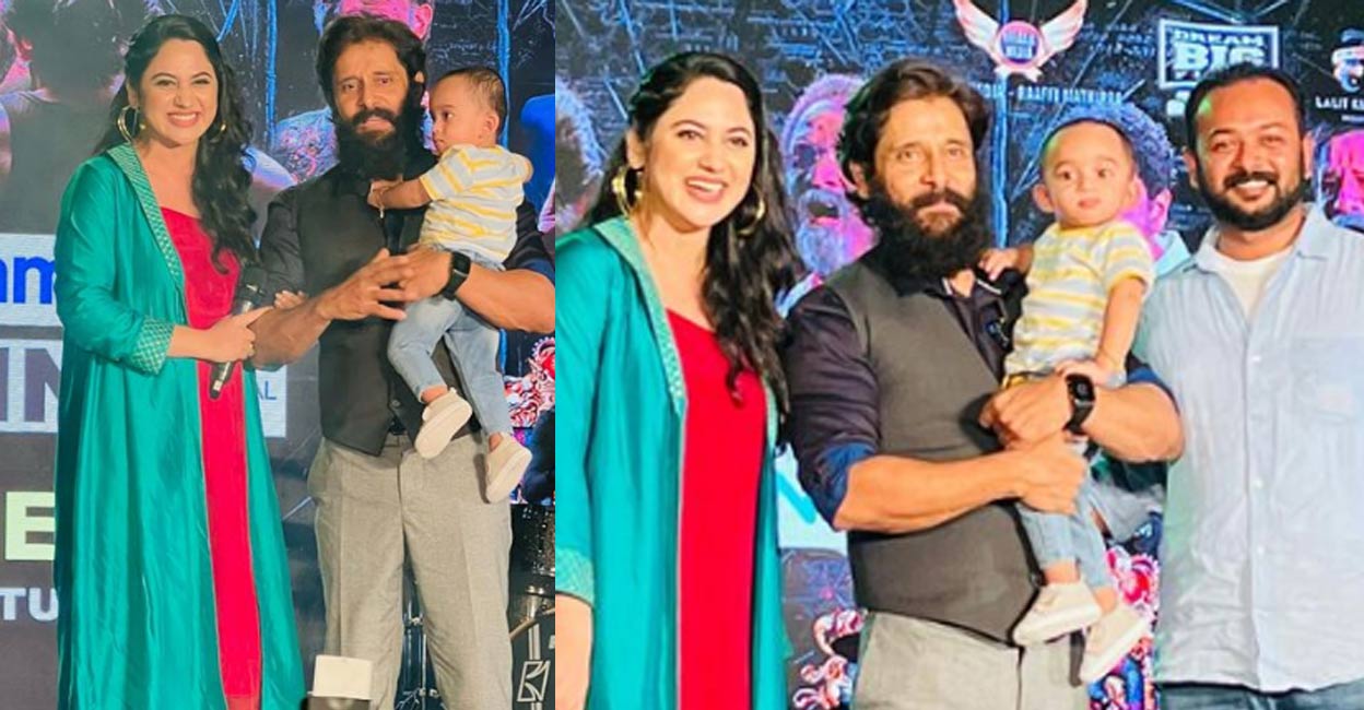 Vikram called Miya’s son Luka ‘Cobra baby’ during the event. Photos: Instagram | meet_miya
