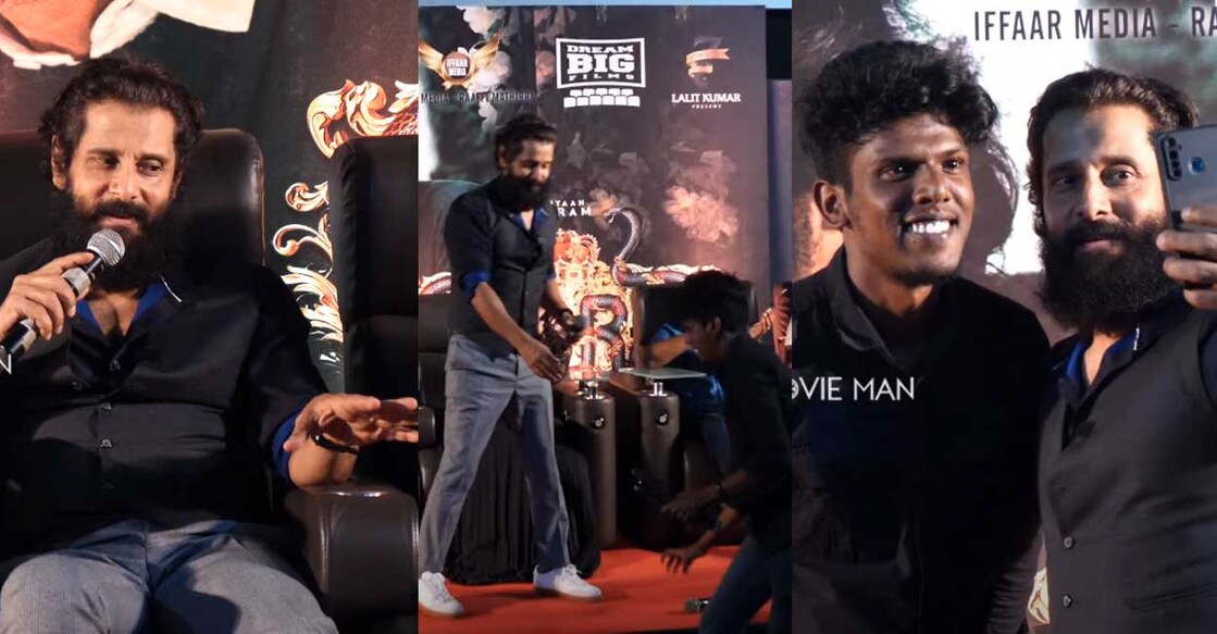 According to Vikram, the youth had been clicking selfies with him from the aiport. Photo: YouTube | moviemanbroadcasting