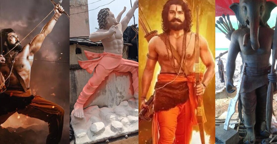 Ganesha idols armed with bow and arrows, fashioned on Ram Charan's role of Alluri Sita Rama Raju in 'RRR'. Photos: IANS