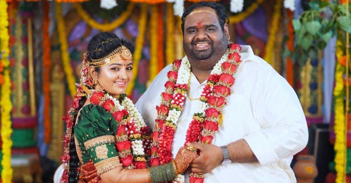 The wedding ceremony was held at Tirupathi. Photos: Instagram | mahalakshmi_actress_official