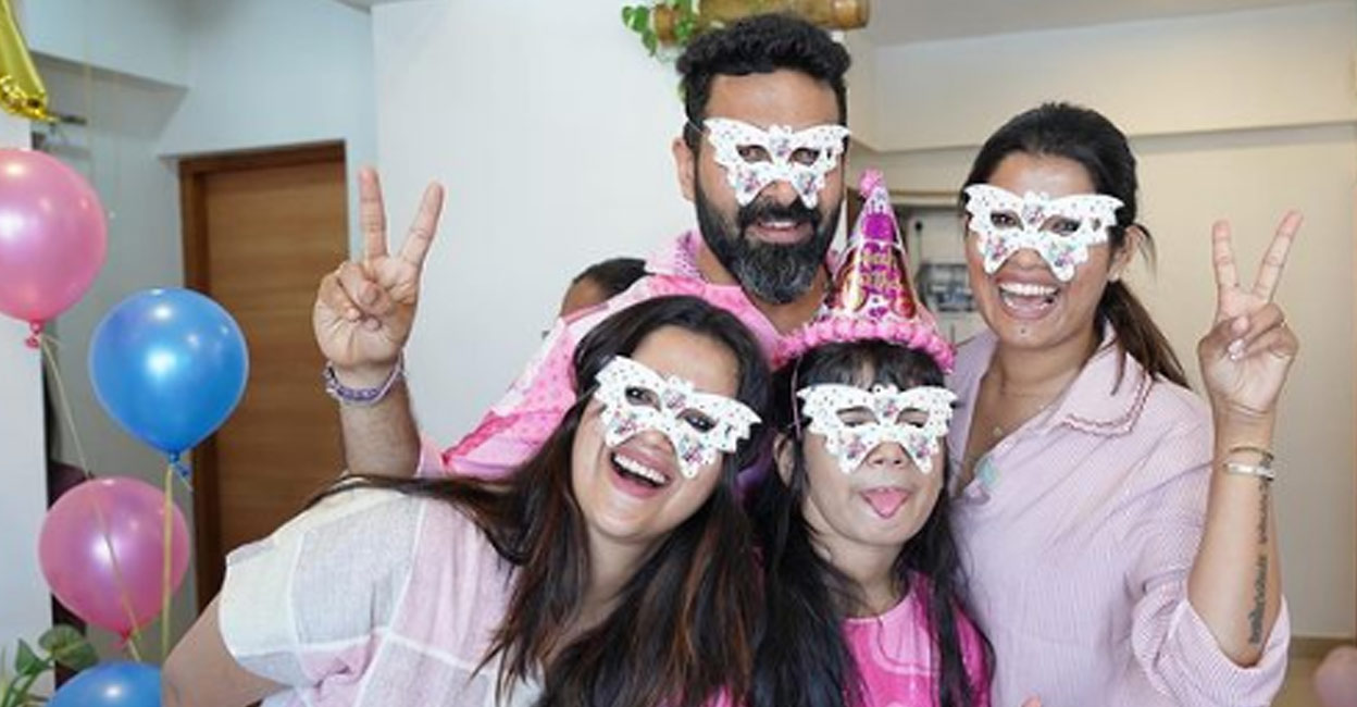 Amrutha Suresh Amrutha says her daughter Pappu calls them the 'Funky Four'. Photo: Amrutha Suresh| Instagram