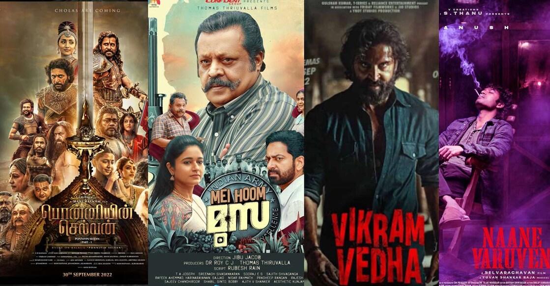 'Vikram Vedha' will be a Friday release while the Dhanush film ‘Naane Varuven' will hit the screens on Thursday. Photos: Imdb