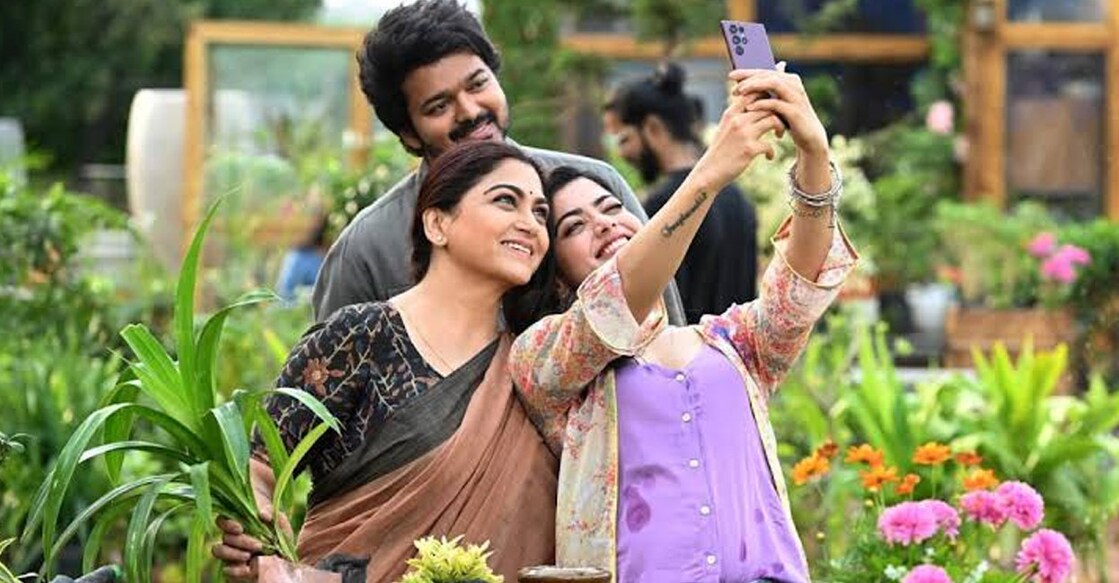 The 'Varisu' team had shared a picture of Kushboo posing with Vijay and Rashmika Mandanna earlier on social media. Photo: Instagram