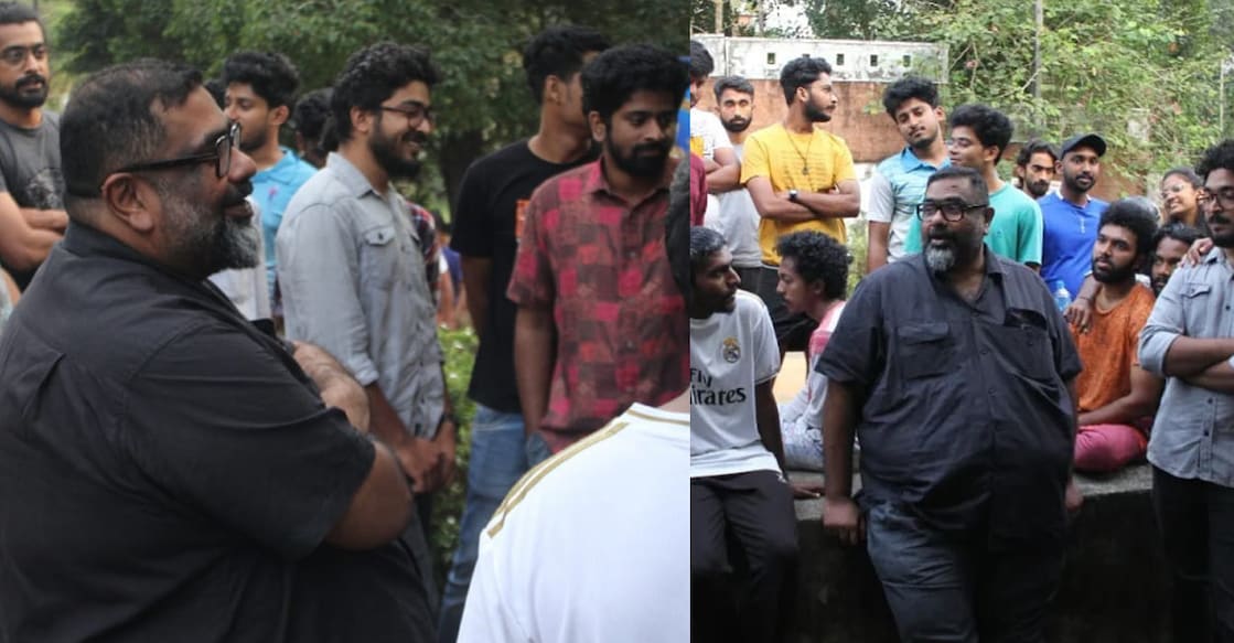 Amal Neerad with students Several filmmakers have expressed solidarity with the students' protest. Photos: K R Narayanan National Institute of Visual Science and Arts Students | Facebook
