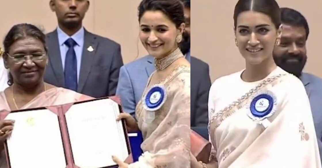 Alia Bhatt wore the sari designed by Sabyasachi Mukherjee. Photos | Twitter