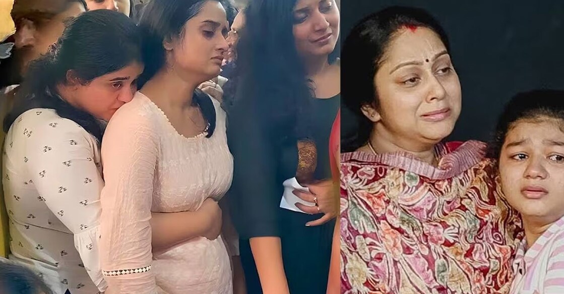 Colleagues mourning Adithyan's death. Photo: Youtube/Kerala9.com