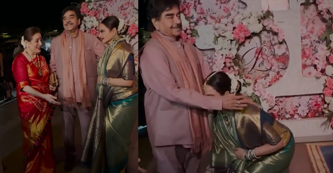 In the video, Rekha can also be seen greeting his wife Poonam Sinha with a hug. Video | Instagram